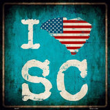 I Love South Carolina Novelty Metal State Square Sign