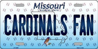 St. Louis Cardinals MLB Fan Missouri State Background Novelty Metal License Plate