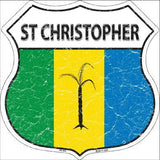 St Christopher Country Flag Highway Shield Metal Sign