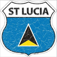 St Lucia Country Flag Highway Shield Metal Sign