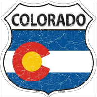 Colorado State Flag Highway Shield Metal Sign