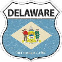 Delaware State Flag Highway Shield Metal Sign