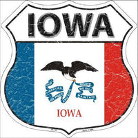 Iowa State Flag Highway Shield Metal Sign