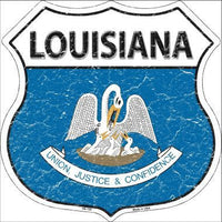 Louisiana State Flag Highway Shield Metal Sign