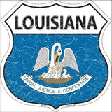 Louisiana State Flag Highway Shield Metal Sign