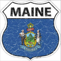 Maine State Flag Highway Shield Metal Sign