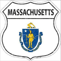 Massachusetts State Flag Highway Shield Metal Sign