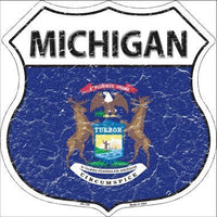 Michigan State Flag Highway Shield Metal Sign