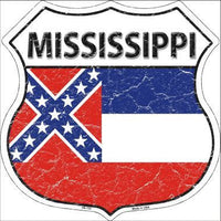 Mississippi State Flag Highway Shield Metal Sign