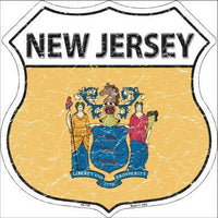 New Jersey State Flag Highway Shield Metal Sign