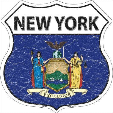 New York State Flag Highway Shield Metal Sign
