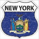 New York State Flag Highway Shield Metal Sign
