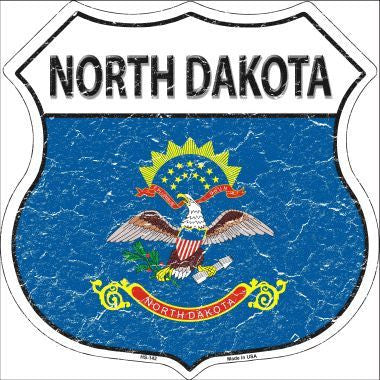 North Dakota State Flag Highway Shield Metal Sign