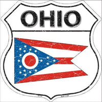 Ohio State Flag Highway Shield Metal Sign