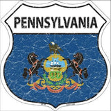 Pennsylvania State Flag Highway Shield Metal Sign