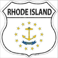 Rhode Island State Flag Highway Shield Metal Sign