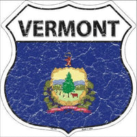 Vermont State Flag Highway Shield Metal Sign