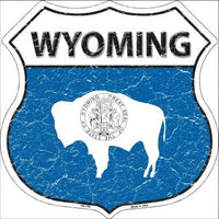 Wyoming State Flag Highway Shield Metal Sign