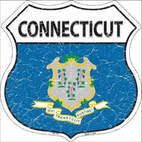 Connecticut State Flag Highway Shield Metal Sign