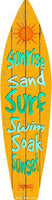 Sunrise Metal Novelty Surf Board Sign