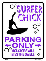 Surfer Chick Parking Only Metal Novelty Parking Sign