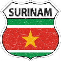 Surinam Country Flag Highway Shield Metal Sign