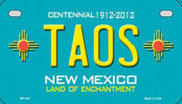 Taos New Mexico Teal Metal Novelty Motorcycle License Plate