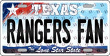 Texas Rangers MLB Fan Texas State Background Novelty Metal License Plate