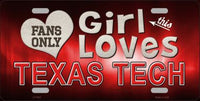 This Girl Loves Texas Tech Novelty Metal License Plate