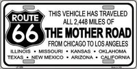 Route 66 Mother Road Novelty Metal License Plate