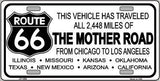 Route 66 Mother Road Novelty Metal License Plate