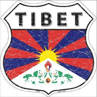 Tibet Country Flag Highway Shield Metal Sign