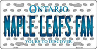 Toronto Maple Leafs NHL Fan Ontario Canada State Background Metal Novelty License Plate
