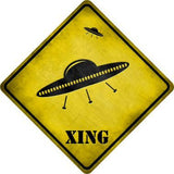 UFO Spaceship Xing Novelty Metal Crossing Sign