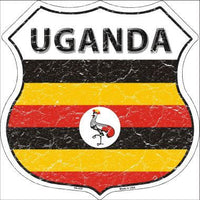 Uganda Country Flag Highway Shield Metal Sign