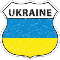 Ukraine Country Flag Highway Shield Metal Sign