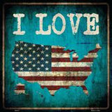 I Love USA Novelty Metal State Square Sign