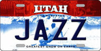 Utah Jazz Utah Novelty State Background Metal Novelty License Plate