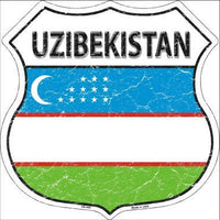Uzibekistan Country Flag Highway Shield Metal Sign