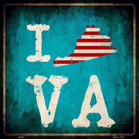 I Love Virginia Novelty Metal State Square Sign