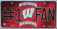 Wisconsin Badgers #1 Fan Deluxe Novelty Metal License Plate