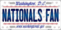 Washington Nationals MLB Fan Washington DC State Background Metal Novelty License Plate
