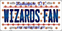 Washington Wizards NBA Fan Washington DC State Background Metal Novelty License Plate