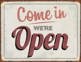 We're Open Metal Novelty Parking Sign