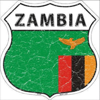 Zambia Country Flag Highway Shield Metal Sign