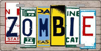 Zombie License Plate Art Wood Pattern Metal Novelty License Plate