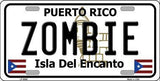 Zombie Puerto Rico State Background Metal Novelty License Plate